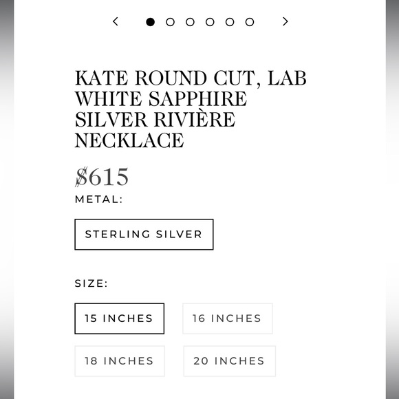 Tennis Necklace 15” DORSEY KATE ROUNDCUT WHITE SAPPHIRE SILVER RIVIÈRE NECKLACE - Picture 5 of 12